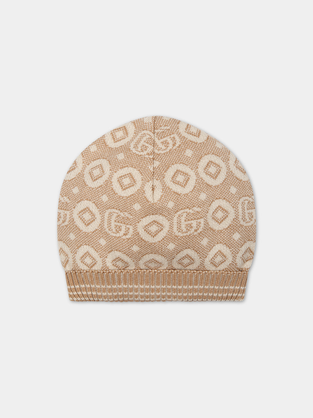 Beige hat for babykids with logo